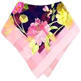 Leonard Pink and Blue Violet Floral Devore Silk Square Scarf