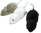 PKG(2) Wind-Up Assorted Colors Furry Mice. 4-3/4" Long.