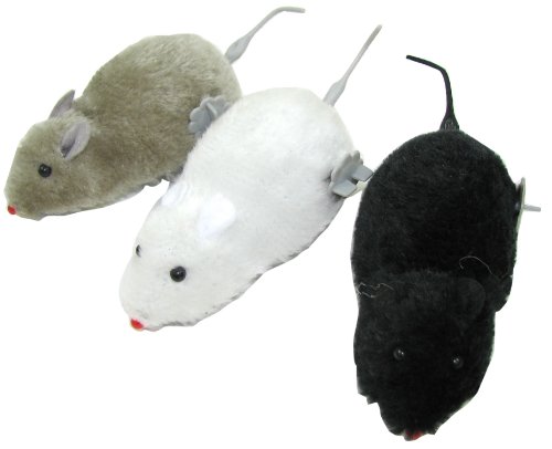 PKG(2) Wind-Up Assorted Colors Furry Mice. 4-3/4