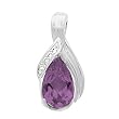 14K White Gold Amethyst and Diamond Pendant