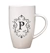 Monogram Elegant Initial 10oz. Ceramic Tapered Coffee Mug - P