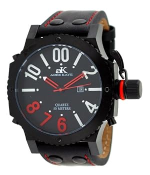 Adee Kaye #AK7211-MIPB174 Men's Black IP Black Dial Oversized Quartz Watch