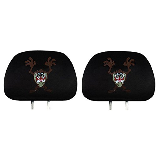 Two Officially Licensed Looney Tunes Universal Fit Headrest Covers - Taz Attitude