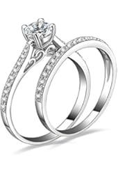 Jewelrypalace Women's 1ct Cubic Zirconia Anniversary Bridal Wedding Band Engagement Ring Sets 925 Sterling Silver