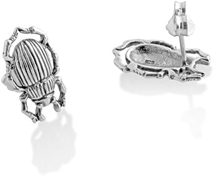 925 Sterling Silver Egyptian Scarab Beetle Tension Back Post Earrings