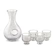 Cold Sake Set Clear Crackled Glass - 5 Piece Set