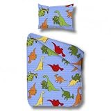 Produkt-Bild: P&ouml;tter Kinder-Biber-Bettw&auml;sche Dinosaurier blau 100x135