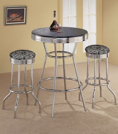 2 Zebra Print Barstools Table Set