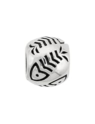 Sterling Silver Fish Bone Barrel Bead Charm for most Charm Bracelets