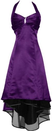 VILAVI Women's A-line Halter Short Satin Crystal Homecoming Dresses 16 Purple