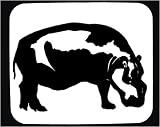 Mouse Pad with eating, standing, hippopotamus, white, black