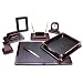 Majestic Goods Office Supply Black Leather and Dark Burgundy Desk Set (W925)