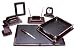 Majestic Goods Office Supply Leather and Oak Desk Set, Black (W925)