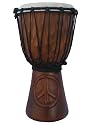 Peace Sign Carved Djembe 15"-16" Tall x 8"-9" Head