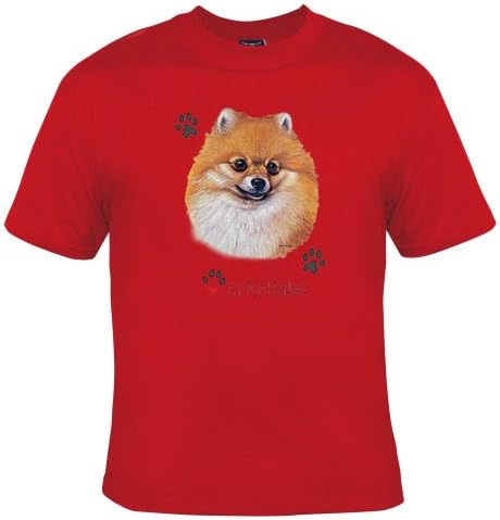 I Love My Pomeranian Adult T-Shirt, Red , Large