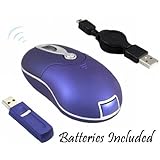 iMicro 3-Button 3D RF Wireless Optical Scroll Mini Mouse 800 DPI Resolution for Laptop and Desktop Computer Use ( Blue ) ** Batteries Included ** Compatible with all Laptop, Netbook, Notebook, Or Desktop Computers