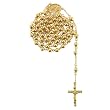 Gold Plated Rhodium Rosary with 6mm Beads - Blessed Virgin Mary Symbol Centerpiece - 26" Necklace - 18" Overall