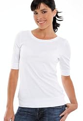 Kalon Clothing Ladies' Sheer Jersey Longer Length Schoop Neck T-shirt