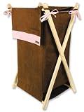 pink and brown hamper