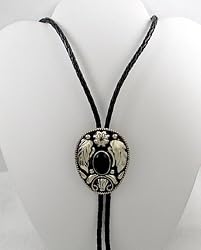 German Silver & Onyx Bolo Tie