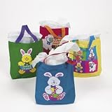 Set of 4 EASTER Mini Canvas TOTE Bags/BUNNY CHICK/EGG/Basket 8.5"