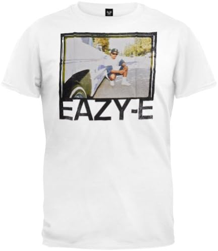 Eazy-E - Mens White Out Photo T-Shirt - Small White