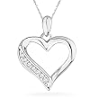 Sterling Silver Round Diamond Heart Pendant (0.06 cttw)
