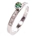 Diamond and Emerald Engagement Ring or Right Hand Ring, 14k White Gold, Ring Size 6.25 (T.w 0.35)