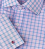Luxury Sartorial Pure Cotton Slim Fit Ladder Check Shirt