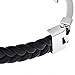 Mens Black Weave Leather Bracelet,Copper Cable Inlay,Bangle,Stainless Steel Buckle