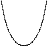 Black-plated Sterling Silver 2-mm Diamond-cut Bead Ball Chain (30 Inch)