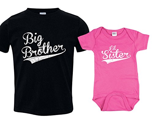 Sibling Shirt Set for Sisters and Brothers, Includes Big Brothers Baseball Shirt
