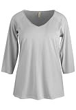 Avenue Plus Size 3/4 Sleeve Rolled V-Neck Pima Tunic (GREY,18/20)