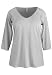 Avenue Plus Size 3/4 Sleeve Rolled V-Neck Pima Tunic (GREY,18/20)