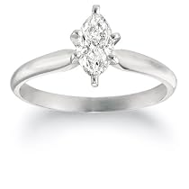 10k Choice of White or Yellow Gold Marquise Solitaire Diamond Engagement Ring (3/4 ct, J-K Color, I2-I3 Clarity)