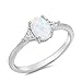 Oxford Diamond Co Lab Created White Opal & Cubic Zirconia .925 Sterling Silver Ring Sizes 4-12