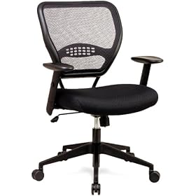 Office Star 5500 Space Air Grid Mid-Back Swivel Chair, Black, 20-1 2w x 19-1 2d x 42h from Home Office Desk Chairs