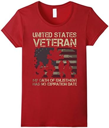 Women's US VETERAN MY OATH ENLISTMENT HAS NO EXPIRATION DATE shirt Large Cranberry
