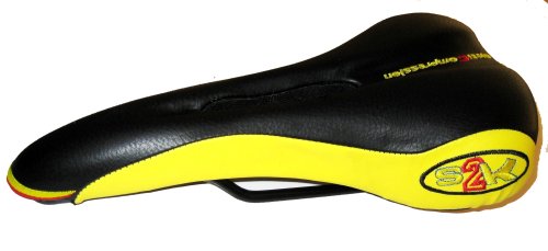 Selle Bassano Bicycle seat, Saddle, S2K Air, Black/Yellow Biria.