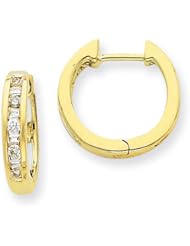 14k Yellow Gold baguette Diamond Hoop Huggie Earrings. Carat Wt- 0.25ct