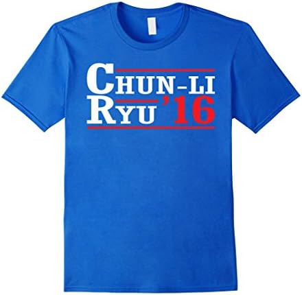 Men's Chun-Li Ryu Fighter Game President US Election Street Shirt Medium Royal Blue