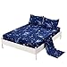 MAG Space Bed Sheet 3PC Navy Twin Size Out Space Bedding Sheet Set with 1 Flat & 1 Fitted Sheet with 1 Pillow Cases, 12â€ Deep