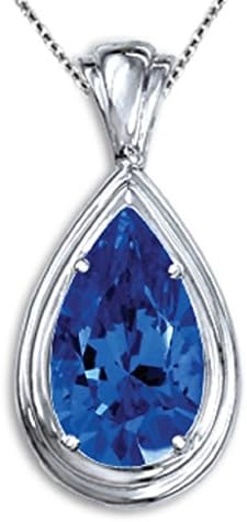 6.50 Carat Pear Blue Topaz Gemstone Charm Pendant Necklace 14K White Yellow Gold