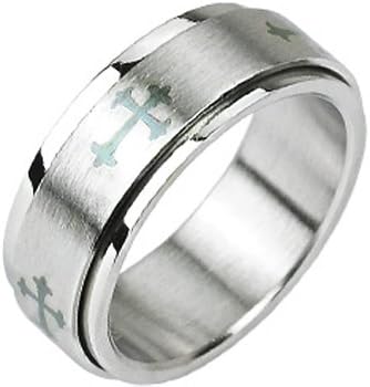 Size 9 -Spikes 316L Stainless Steel Celtic Cross Spinner Ring