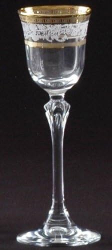 Set-six 24% Lead Crystal Venetian Gold Liquor Glasses