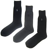 Polo Ralph Lauren Mens 3 Pack Dress Socks Blue/Gray/Black