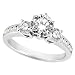 Three-Stone Diamond Engagement Ring w/ Sidestones Palladium (0.45ct) Cheap
