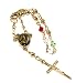 Gorgeous 24k Gold Layered Genuine Peridot & Ruby Crystals Rosary Bracelet with Crucifix & Virgin Mary