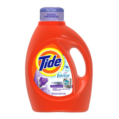 Tide with Febreze Freshness HE Spring and Renewal Scent with Actilift, 100.0-Ounce Bottles (Pack of 4)