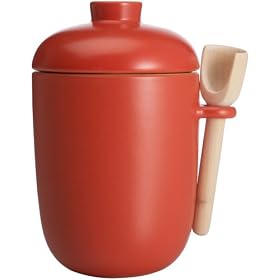Signature Ceramic Tea Canister with Spoon, Red